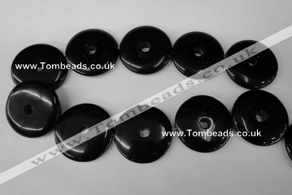 CBS340 15.5 inches 40mm donut blackstone beads wholesale