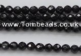 CBS503 15.5 inches 4mm faceted round A grade black spinel beads