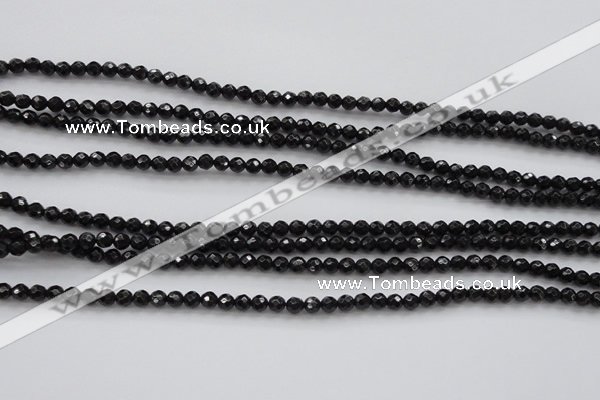 CBS503 15.5 inches 4mm faceted round A grade black spinel beads