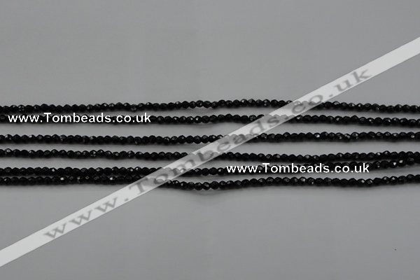 CBS520 15.5 inches 2mm faceted round A grade black spinel beads