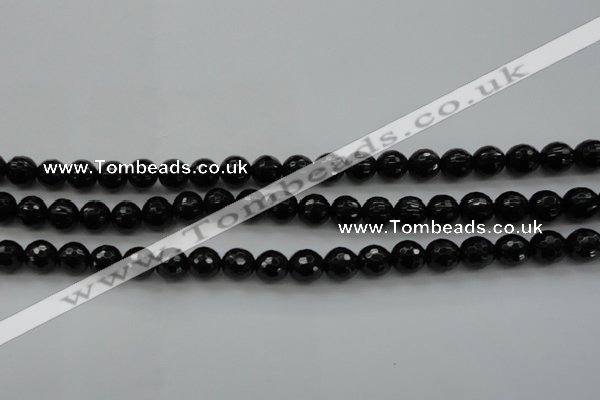 CBS523 15.5 inches 8mm faceted round A grade black spinel beads
