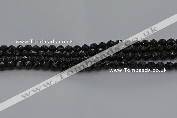 CBS536 15.5 inches 6mm faceted round black spinel beads