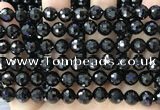 CBS545 15.5 inches 8mm faceted round black spinel gemstone beads