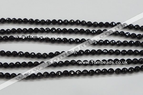 CBS556 15.5 inches 6mm faceted round AA grade black spinel beads