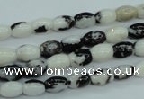 CBW117 15.5 inches 6*8mm rice black & white jasper beads