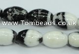 CBW120 15.5 inches 13*18mm rice black & white jasper beads