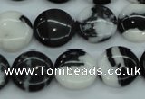 CBW144 15.5 inches 15mm flat round black & white jasper beads