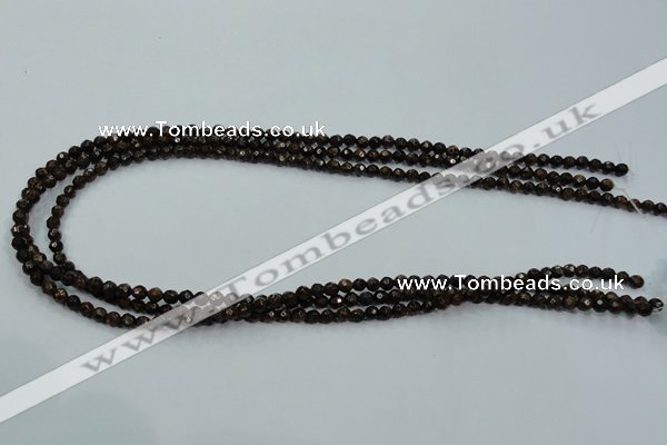 CBZ102 15.5 inches 4mm faceted round bronzite gemstone beads