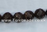 CBZ107 15.5 inches 14mm faceted round bronzite gemstone beads