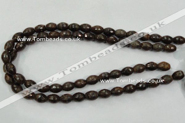 CBZ108 15.5 inches 10*13mm faceted rice bronzite gemstone beads