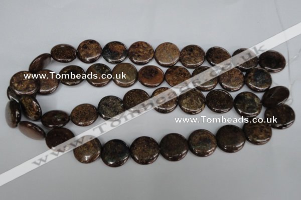 CBZ213 15.5 inches 20mm flat round bronzite gemstone beads