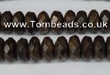 CBZ404 15.5 inches 6*12mm faceted rondelle bronzite gemstone beads