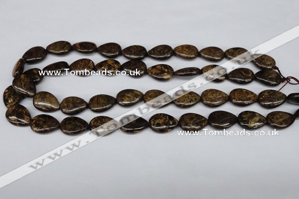 CBZ420 15.5 inches 13*18mm flat teardrop bronzite gemstone beads