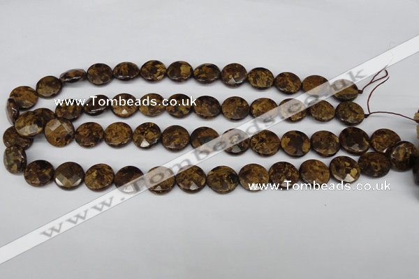 CBZ431 15.5 inches 15mm faceted coin bronzite gemstone beads