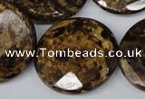 CBZ435 15.5 inches 30mm faceted coin bronzite gemstone beads