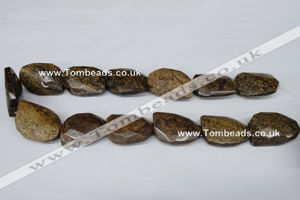 CBZ443 15.5 inches 23*32mm faceted & twisted rectangle bronzite beads