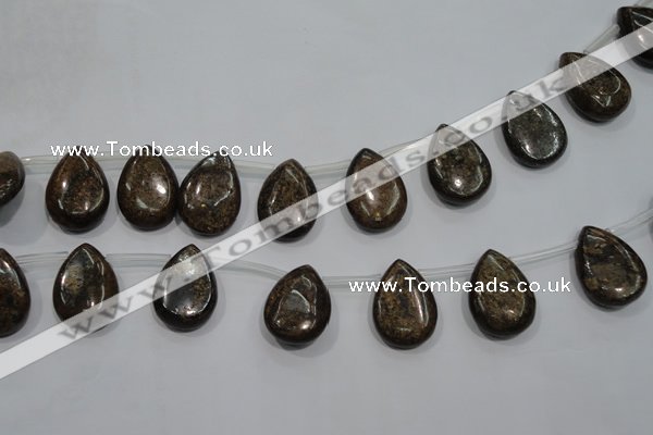 CBZ501 Top-drilled 12*16mm flat teardrop bronzite gemstone beads