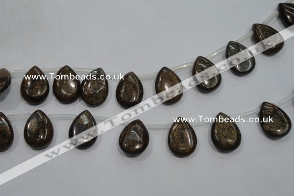 CBZ502 Top-drilled 13*18mm flat teardrop bronzite gemstone beads