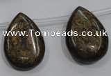 CBZ503 Top-drilled 15*20mm flat teardrop bronzite gemstone beads