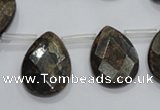 CBZ505 Top-drilled 10*14mm faceted flat teardrop bronzite gemstone beads