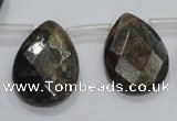 CBZ508 Top-drilled 15*20mm faceted flat teardrop bronzite gemstone beads