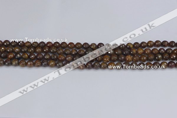 CBZ610 15.5 inches 4mm faceted round bronzite gemstone beads