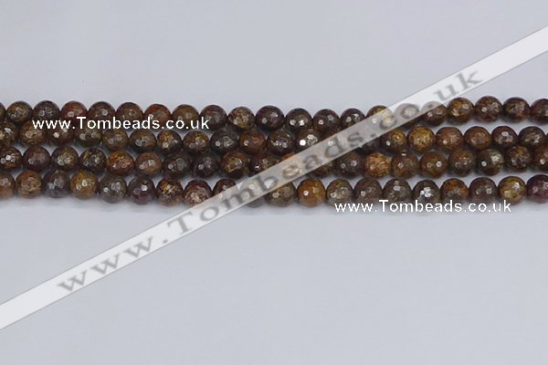 CBZ612 15.5 inches 8mm faceted round bronzite gemstone beads