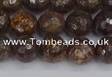 CBZ613 15.5 inches 10mm faceted round bronzite gemstone beads