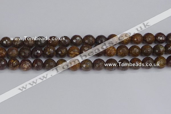 CBZ614 15.5 inches 12mm faceted round bronzite gemstone beads