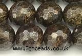 CBZ631 15 inches 8mm faceted round bronzite beads wholesale