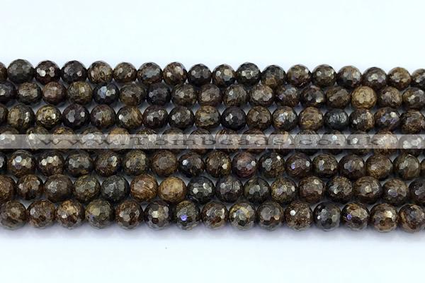 CBZ640 15 inches 6mm faceted round bronzite gemstone beads