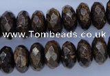 CBZ66 15.5 inches 7*14mm faceted rondelle bronzite gemstone beads