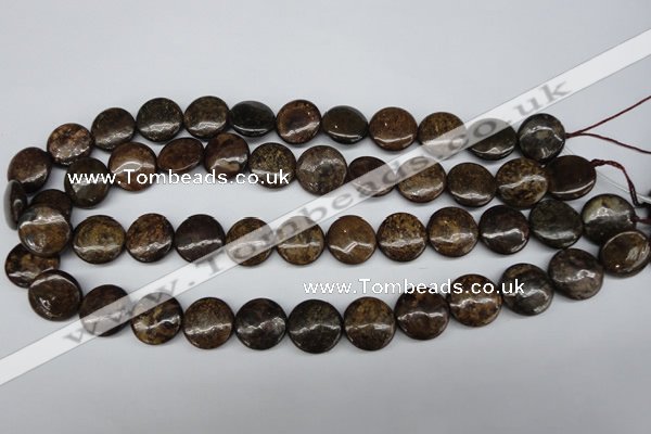 CBZ73 15.5 inches 16mm flat round bronzite gemstone beads