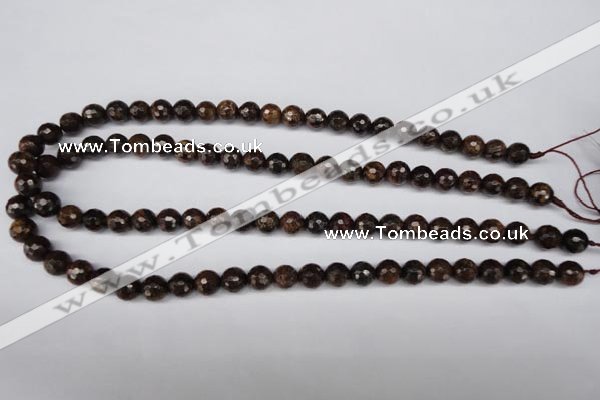 CBZ94 15.5 inches 8mm faceted round bronzite gemstone beads