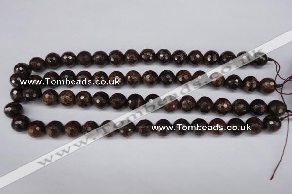 CBZ96 15.5 inches 12mm faceted round bronzite gemstone beads