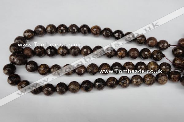 CBZ97 15.5 inches 14mm faceted round bronzite gemstone beads