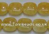 CCA14 15.5 inches 15*15mm square double drilled yellow calcite beads