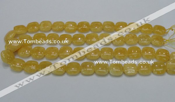 CCA14 15.5 inches 15*15mm square double drilled yellow calcite beads