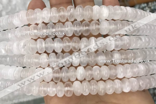 CCA368 15.5 inches 6*10mm rondelle white calcite gemstone beads
