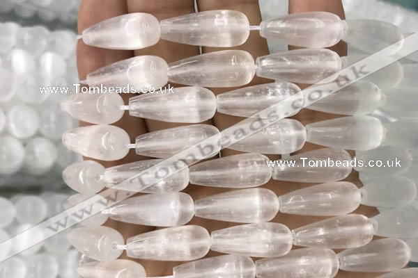 CCA375 15.5 inches 8*20mm teardrop white calcite gemstone beads