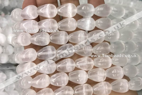 CCA376 15.5 inches 10*14mm teardrop white calcite gemstone beads