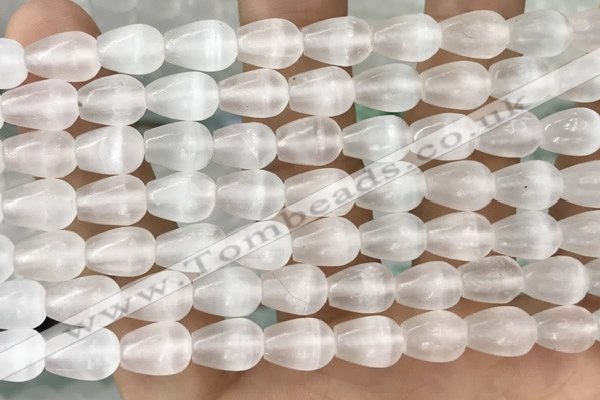 CCA377 15.5 inches 7*10mm teardrop white calcite gemstone beads