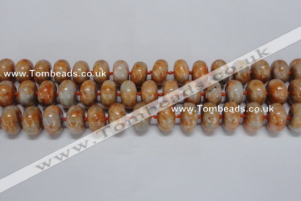 CCA460 15.5 inches 10*16mm rondelle orange calcite gemstone beads