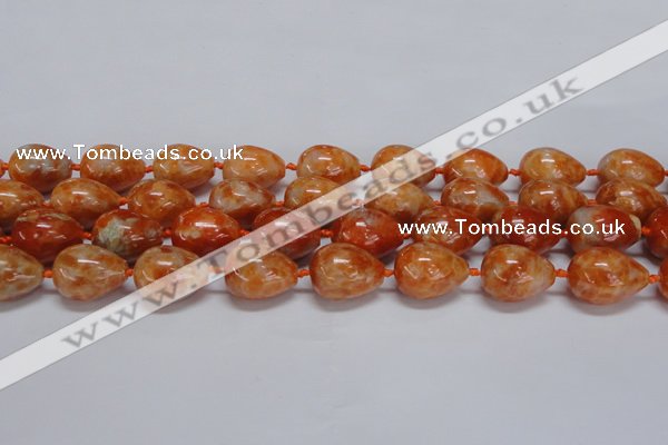 CCA463 15.5 inches 15*20mm teardrop orange calcite gemstone beads