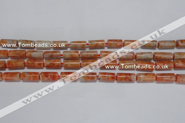 CCA465 15.5 inches 8*16mm tube orange calcite gemstone beads