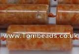 CCA468 15.5 inches 15*40mm tube orange calcite gemstone beads