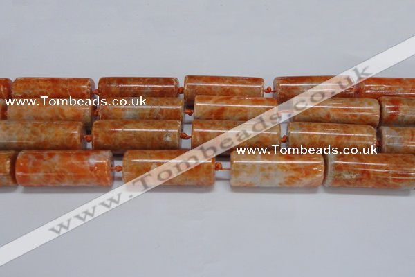 CCA468 15.5 inches 15*40mm tube orange calcite gemstone beads