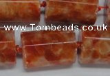 CCA471 15.5 inches 15*22mm faceted tube orange calcite gemstone beads