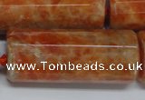 CCA472 15.5 inches 16*40mm faceted tube orange calcite gemstone beads