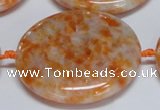 CCA480 15.5 inches 40mm flat round orange calcite gemstone beads